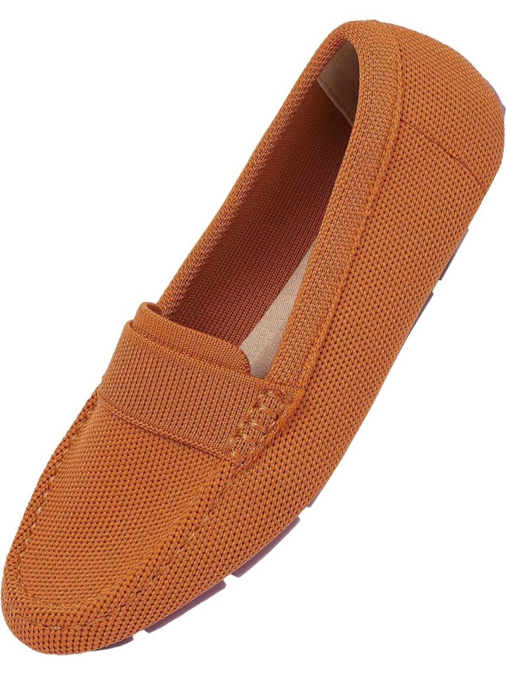 🆕Women's Orange Mesh fabric Loafer Shoes Comfortable Casual Flat Shoes